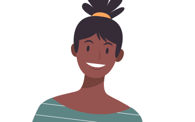 Ilustração gráfica de mulher de pele negra sorrindo