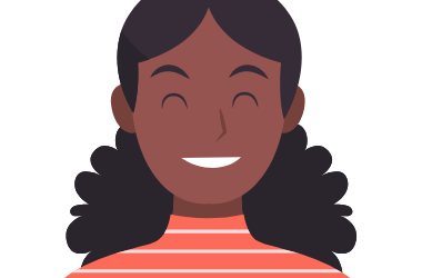 Ilustração gráfica de mulher de pele negra sorrindo